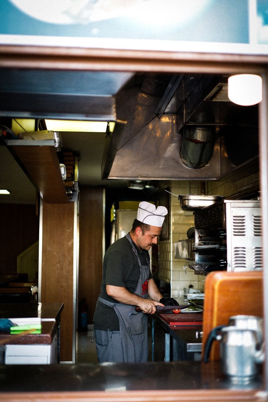Chef preparing dishes in kitchen