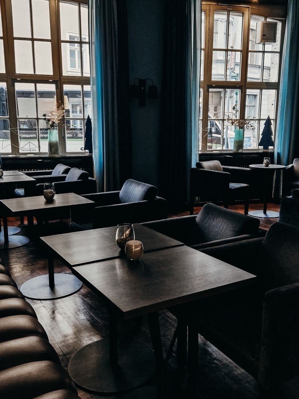 Elegant restaurant interior evening