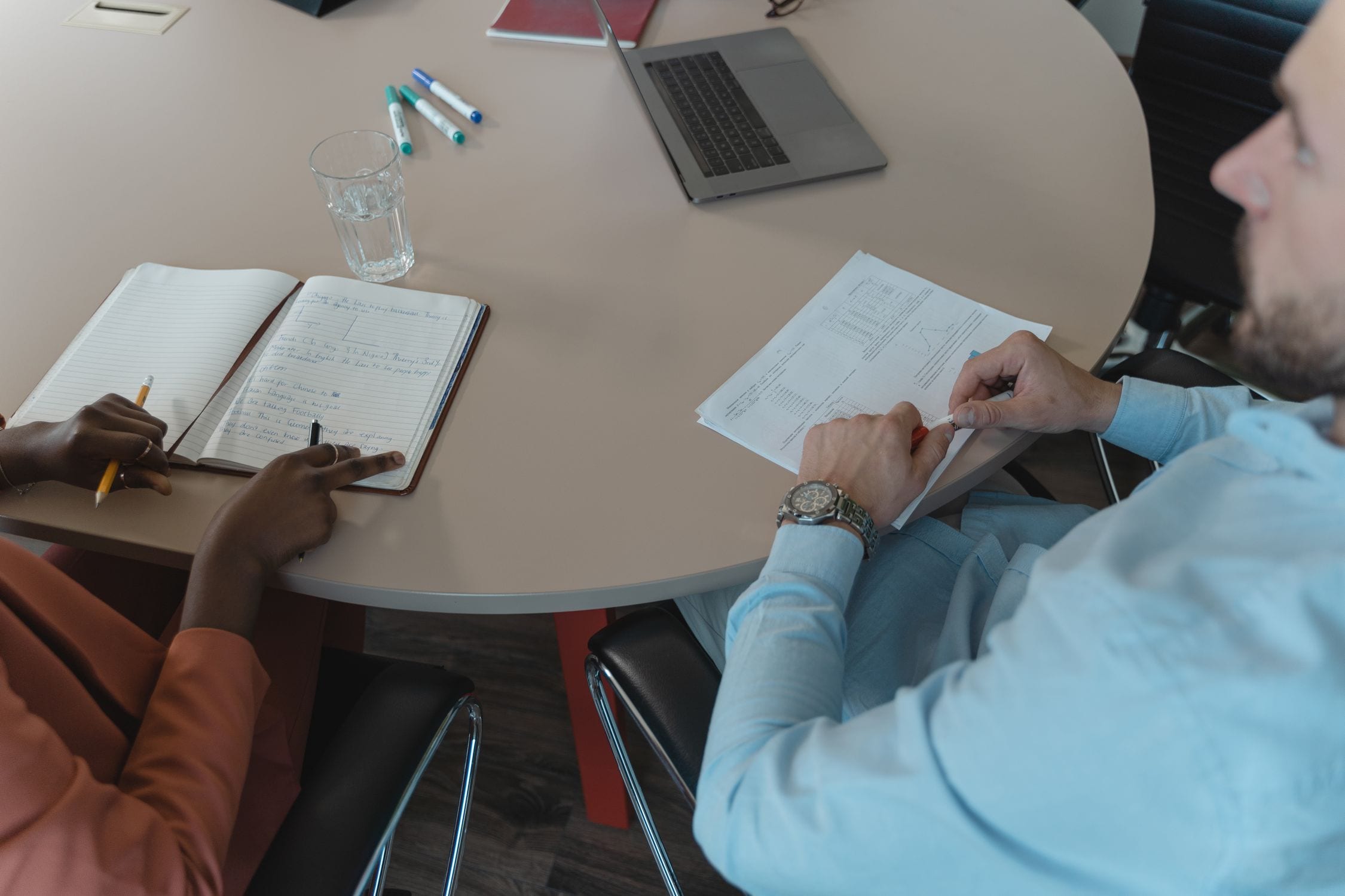 Team reviewing a case study