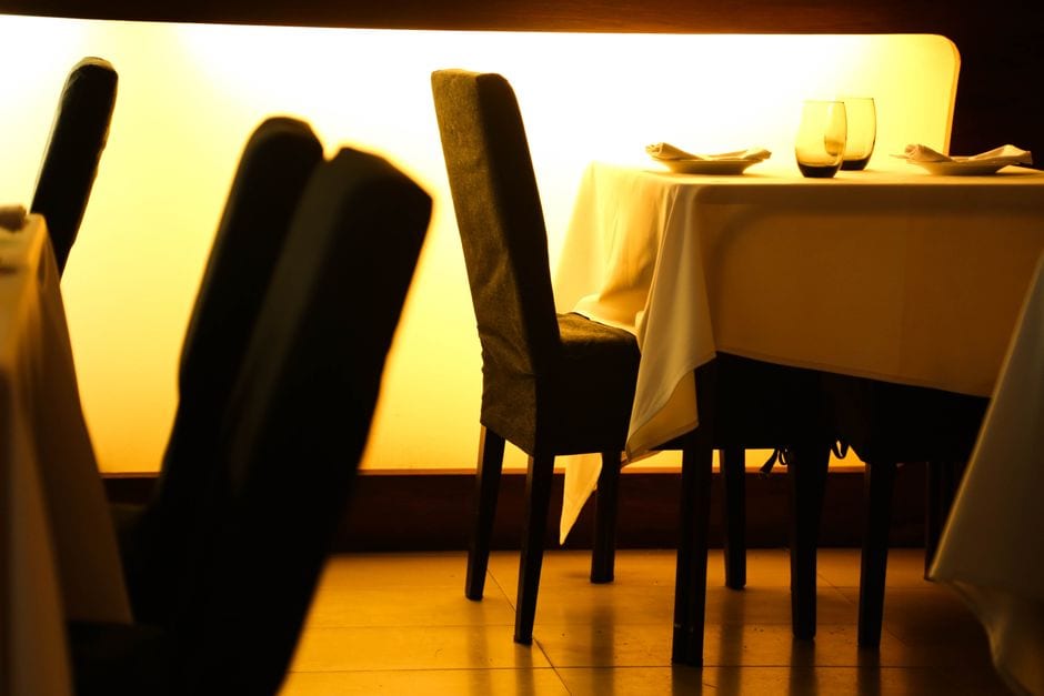 Caspian restaurant dining room with warm ambient lighting