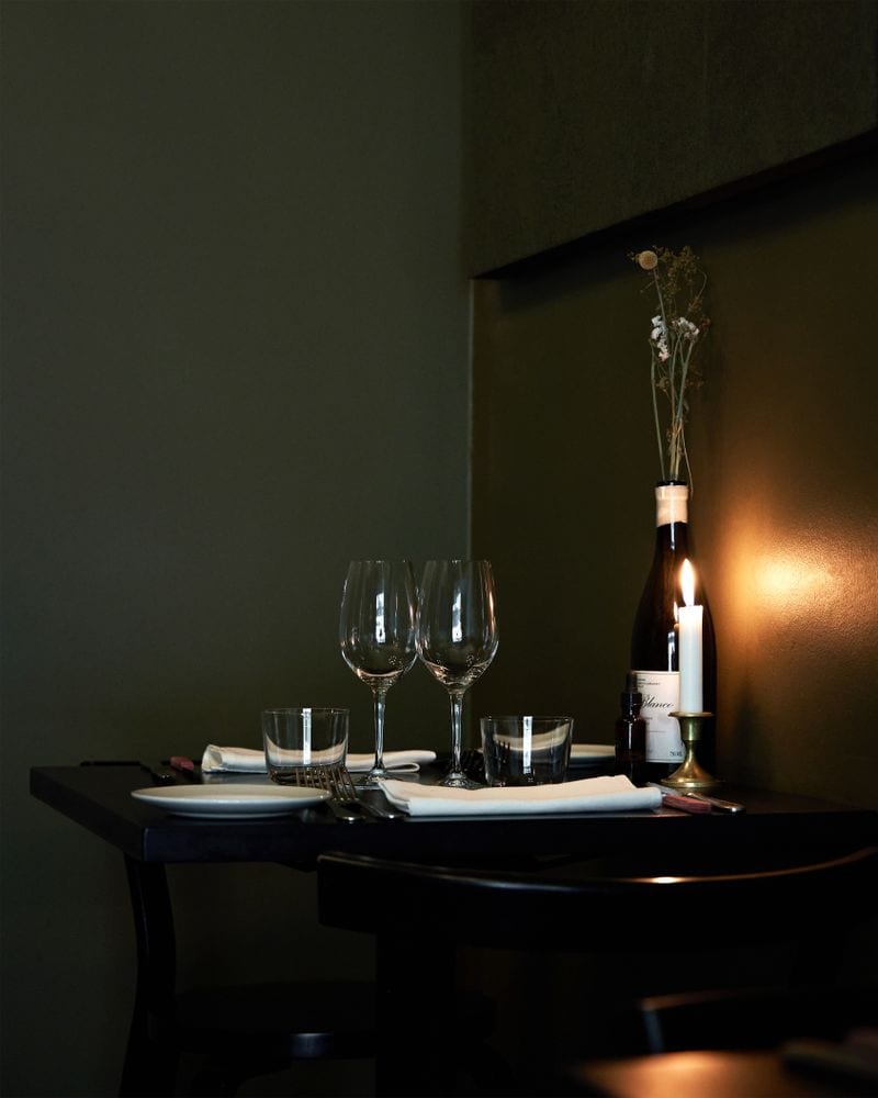 Elegant restaurant interior with warm ambient lighting